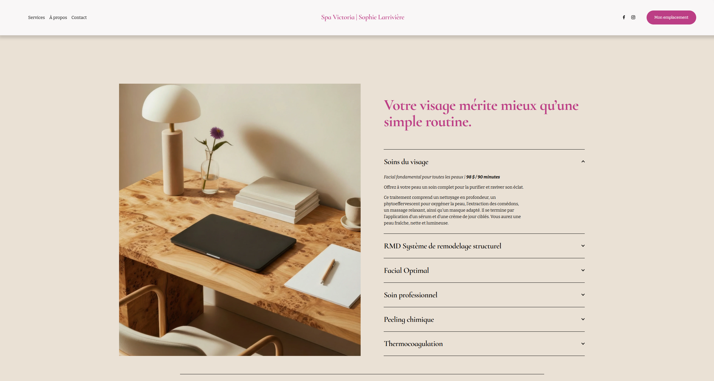 Exemple de site web de service avec mise en page claire